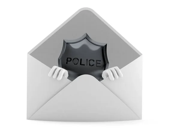 Personnage Insigne Police Intérieur Enveloppe Isolée Sur Fond Blanc Illustration — Photo