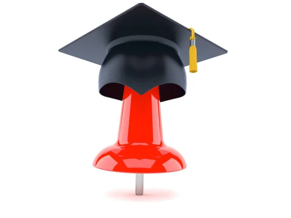 Thumbtack Mortarboard Isolated White Background Illustration — Stock Photo, Image