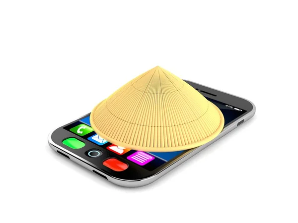 Kinesiska Hatt Smartphone — Stockfoto