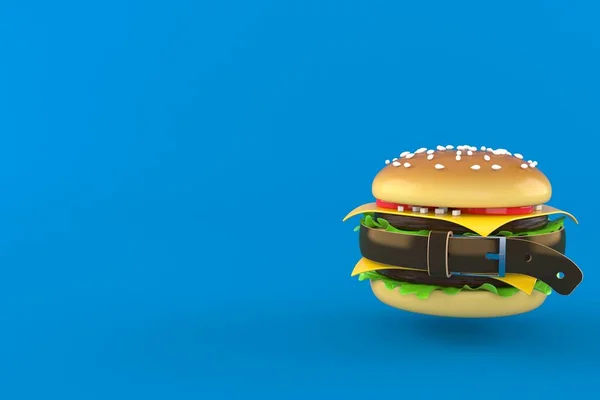 Mavi Arka Planda Izole Edilmiş Kemerle Sıkılmış Çizburger Illüstrasyon — Stok fotoğraf