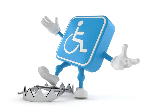 Personaje Discapacitado Con Trampa Oso Aislado Sobre Fondo Blanco Ilustración — Foto de Stock