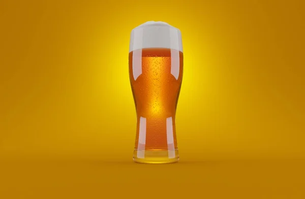 Vaso Cerveza Sobre Fondo Naranja Ilustración — Foto de Stock