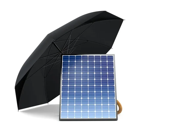 Fotovoltaïsch Paneel Onder Paraplu — Stockfoto