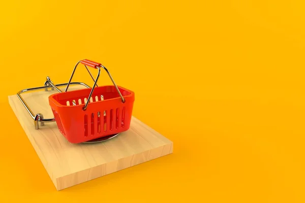 Cesta Compras Ratoeira Isolada Fundo Laranja Ilustração — Fotografia de Stock