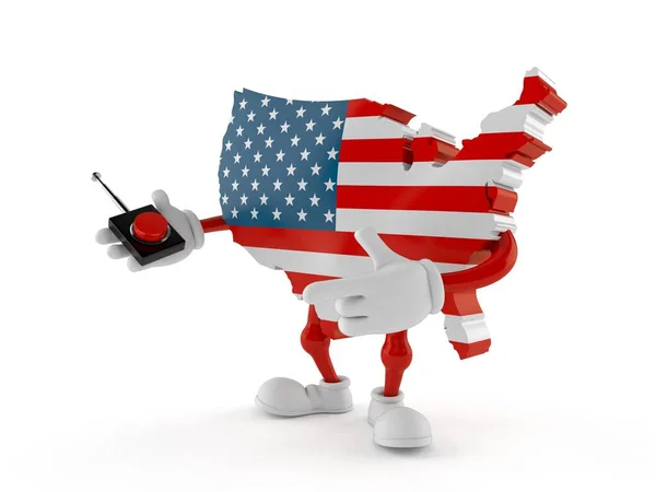 Usa Character Pushing Button White Background Illustration — Stock Photo, Image