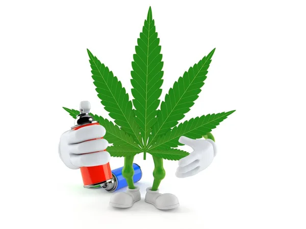 Cannabis Karakter Spray Dobozok Elszigetelt Fehér Háttér Illusztráció — Stock Fotó