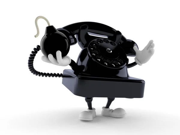 Telefonfigur Mit Bombe Isoliert Auf Weißem Hintergrund Illustration — Stockfoto