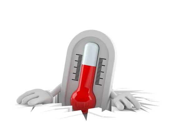 Thermometer Character Hole Isolated White Background Illustration — Stock Photo, Image