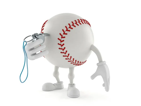 Baseball Karaktär Som Håller Visselpipa Isolerad Vit Bakgrund Illustration — Stockfoto