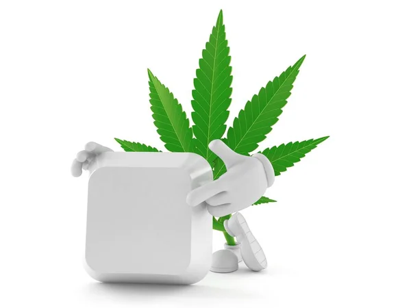 Cannabis Charakter Zeigt Mit Dem Finger Auf Tastatur Taste Isoliert — Stockfoto