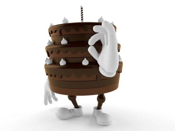 Cake character with ok gesture isolated on white background. 3d illustration