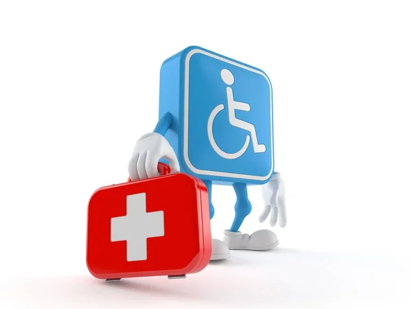 Behinderter Charakter Mit Verbandskasten Isoliert Auf Weißem Hintergrund Illustration — Stockfoto