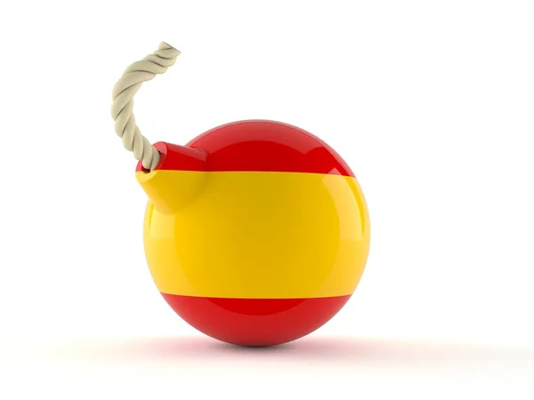 白い背景にスペイン国旗が描かれた爆弾 3Dイラスト — ストック写真