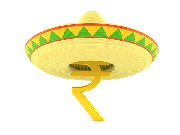 Währungssymbol Rupie Mit Sombrero Auf Weißem Hintergrund Illustration — Stockfoto