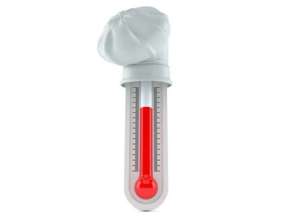 Thermometer Met Koksmutsen Geïsoleerd Witte Achtergrond Illustratie — Stockfoto