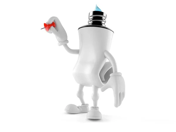 Toothpaste Character Holding Button Tack Isolated White Background Иллюстрация — стоковое фото