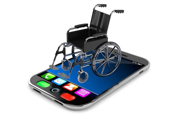 Wózek Inwalidzki Smartfonie — Zdjęcie stockowe