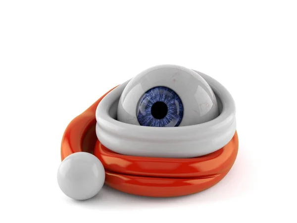 Eye Ball Intérieur Santa Chapeau Isolé Sur Fond Blanc Illustration — Photo