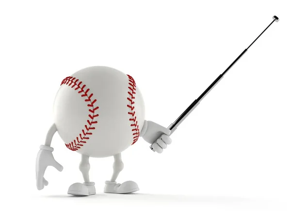 Baseball Karaktär Som Syftar Med Pekpinnen Isolerad Vit Bakgrund Illustration — Stockfoto
