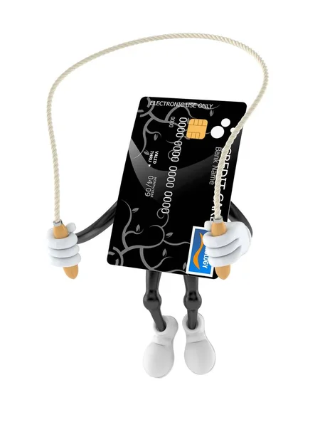 Personagem Cartão Crédito Pulando Corda Salto Isolado Fundo Branco Ilustração — Fotografia de Stock