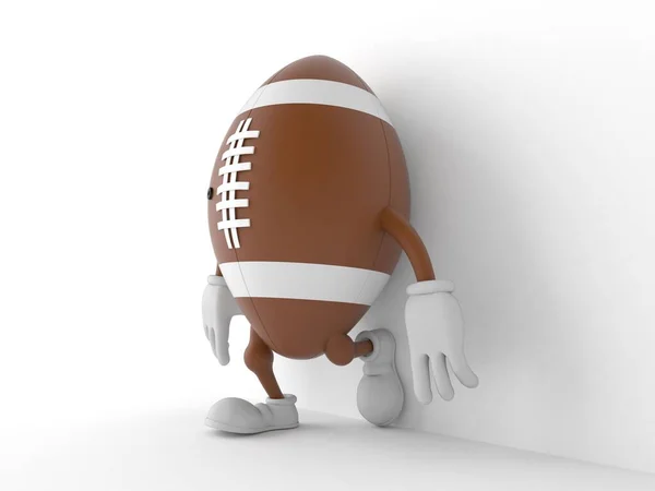 Personagem Rugby Inclinado Parede Sobre Fundo Branco Ilustração — Fotografia de Stock