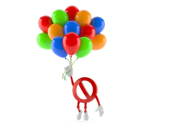 Zakazana Postać Latająca Balonami Odizolowanymi Białym Tle Ilustracja — Zdjęcie stockowe