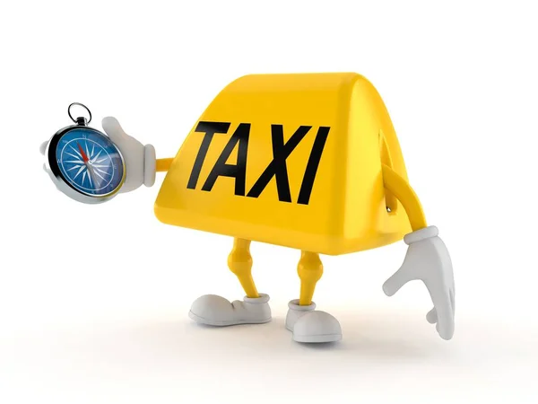 Персонаж Такси Держит Компас Изолированным Белом Фоне Иллюстрация — стоковое фото
