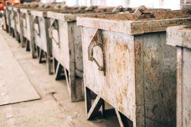 factory containers with metal waste