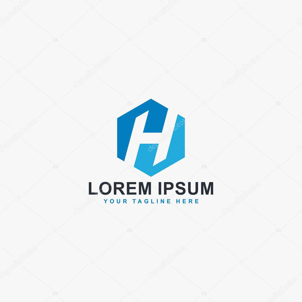 Letter H shield logo design vector. Monogram H type abstract symbol.