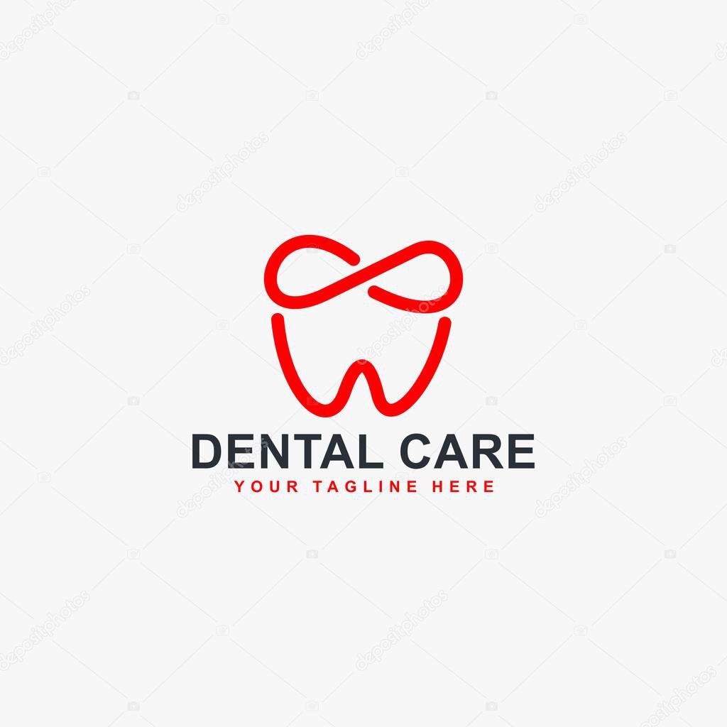 Dental clinic logo design. Dental care sign symbol. Tooth icon vector with abstract.