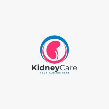 Böbrek bakım logosu tasarım vektörü. Böbrek kliniği soyut sembolü.