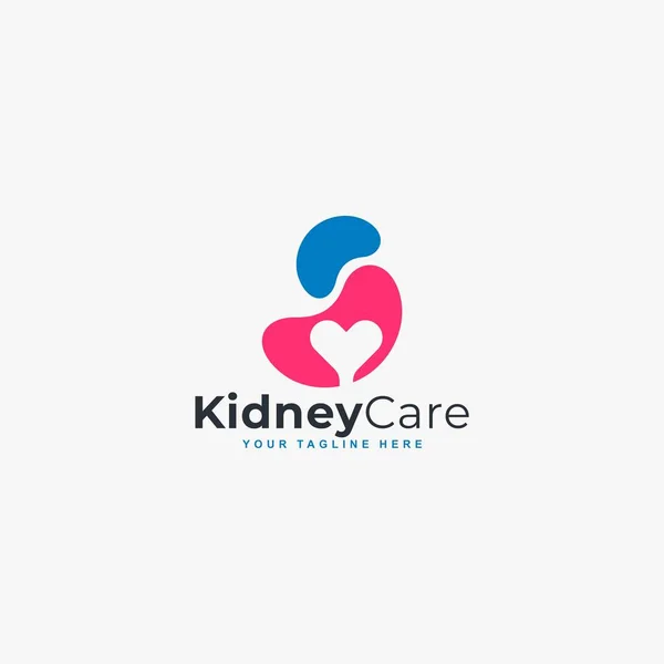 Böbrek bakım logosu tasarım vektörü. Böbrek kliniği soyut sembolü.