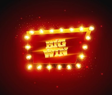 Öznitelikler, bir patlama arka plan üzerinde kumar çevrili altın kelime büyük kazanmak. Şans afiş, kumar, casino, poker, slot, Rulet veya kemik için yeni, en iyi tasarım.