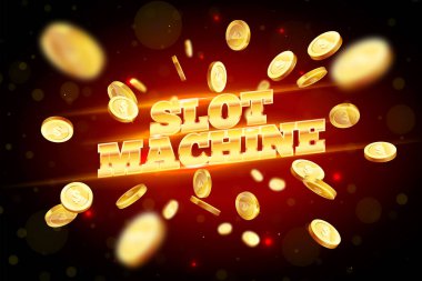 Altın kelime Slot makinesidir, öznitelikleri, bir patlama arka plan üzerinde kumar tarafından çevrili. Şans afiş, kumar, casino, poker, slot, rulet veya kemik için yeni, en iyi tasarım.