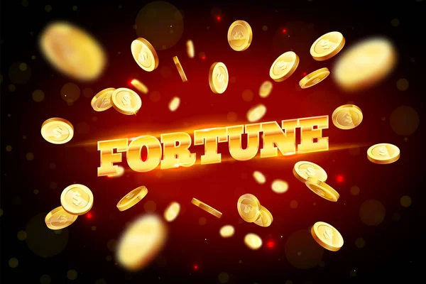 Золотое Слово Fortune Окруженное Атрибутами Азартных Игр Фоне Взрыва Новый — стоковый вектор