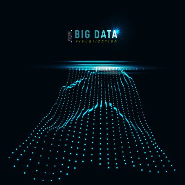 Soyut 3d büyük veri görselleştirme. Karışık grafik veri akışları. Infographics konu veri. Fütüristik sosyal ağ. Teknolojik vektör arka plan. Bir business Intelligence gösterimi