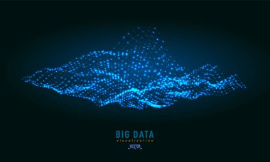 Soyut 3d büyük veri görselleştirme. Karışık grafik veri akışları. Infographics konu veri. Fütüristik sosyal ağ. Teknolojik vektör arka plan. Bir business Intelligence gösterimi