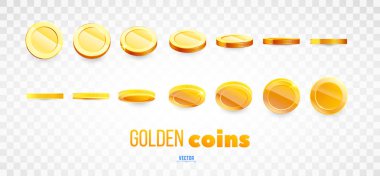 Gerçekçi altın sikkeler patladı. Şeffaf arkaplanda izole.