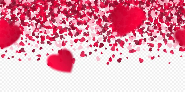 Konfitti Srdce Padají Průhledném Pozadí Den Svatého Valentýna Eps — Stockový vektor