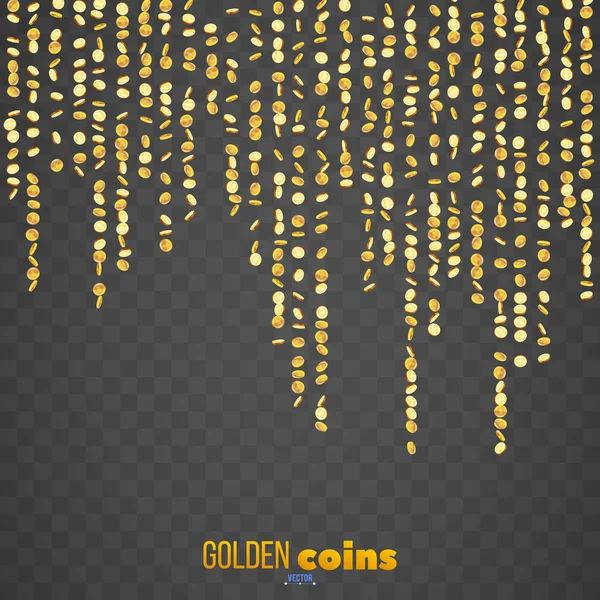 Взрыв Настоящих Золотых Монет Изолированный Прозрачном Фоне — стоковый вектор