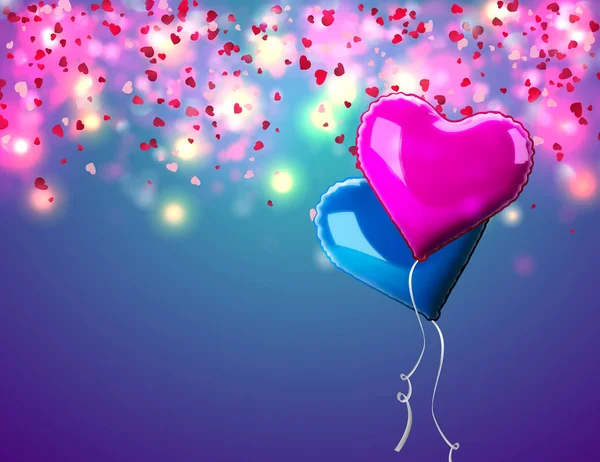 San Valentino Sfondo Astratto Con Palloncini Rossi Forma Cuore Illustrazione — Vettoriale Stock