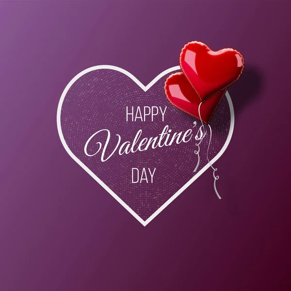 Fond Abstrait Saint Valentin Avec Des Ballons Rouges Forme Coeur — Image vectorielle