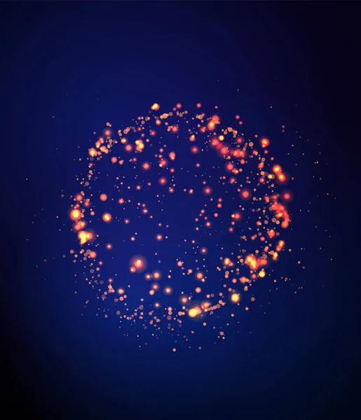 Goold Glitter Partiklar Bakgrund Effekt Ljuseffekt Explosion Svart Bakgrund Vektor — Stock vektor