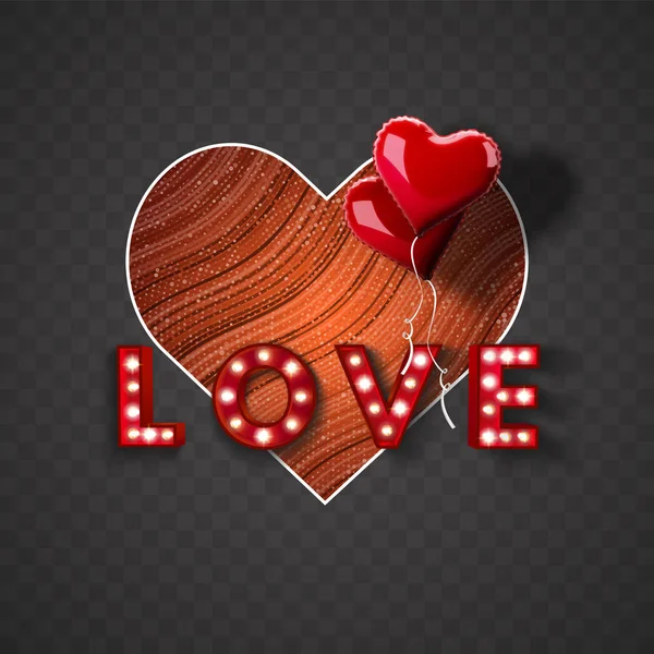 Sevgililer Günü Balonlu Kırmızı Kalp Şeklinde Arka Plan Vektör Tatil — Stok Vektör