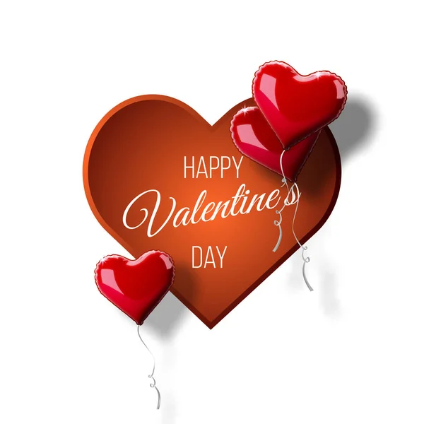 Valentinstag Abstrakten Hintergrund Mit Roten Herzförmigen Luftballons Vektor Urlaub Illustration — Stockvektor