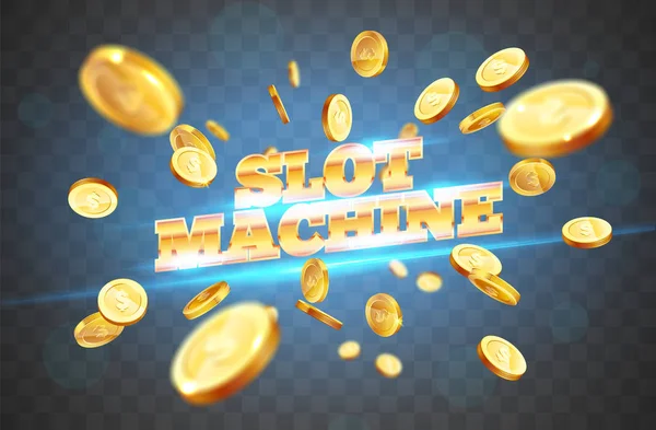 Parola Oro Slot Machine Circondato Attributi Gioco Azzardo Uno Sfondo — Vettoriale Stock