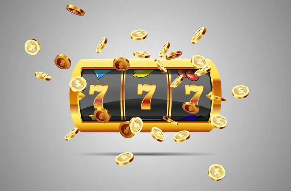 Golden Slot Machine Gagne Jackpot 777 Sur Fond Une Explosion — Image vectorielle