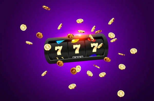 Golden Gokautomaat Wint Jackpot 777 Achtergrond Van Een Explosie Van — Stockvector