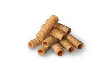 Tayland çıtır hindistan cevizli rulo beyaz arka planda izole