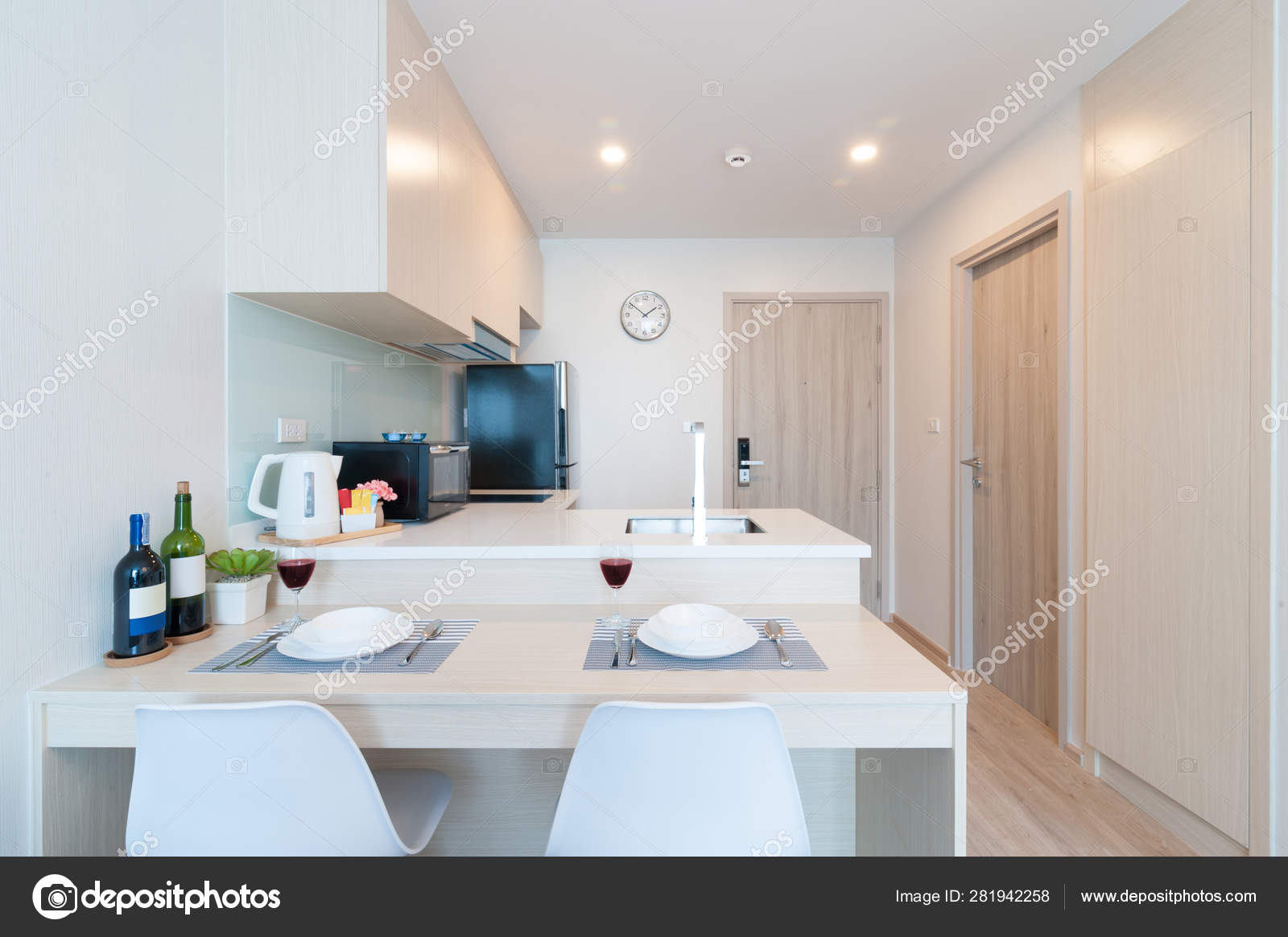 Corner Kitchen Dining Table Condominium Stock Photo